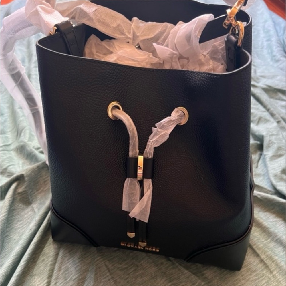 Michael Kors Black Leather Bucket Bag